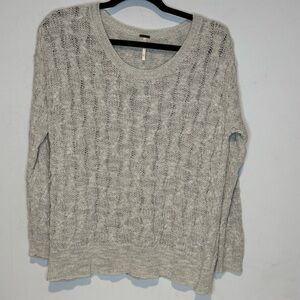 Free People Light Gray Open Knit Sweater Sz XS